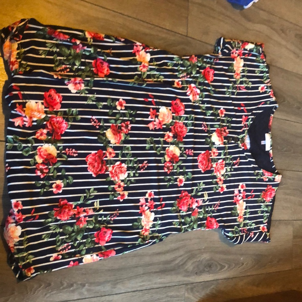 Medium length stripped floral dress